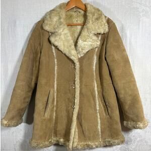 Vintage Wilsons Leather Jacket Large Tan Sherpa Lined Penny Lane Phoebe READ